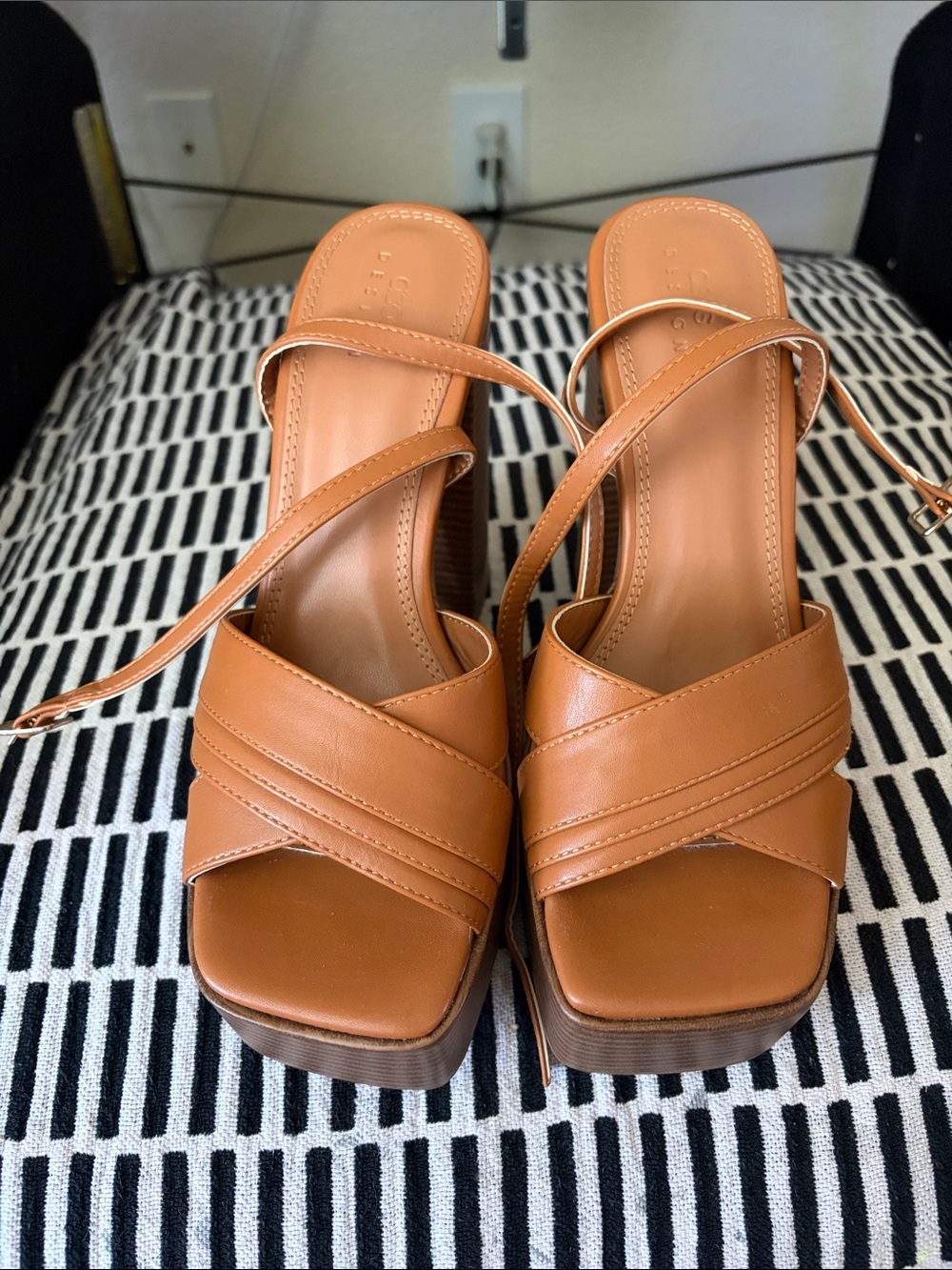 Women's Tan Platform Sandals with Ankle Strap